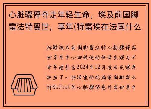 心脏骤停夺走年轻生命，埃及前国脚雷法特离世，享年(特雷埃在法国什么位置)