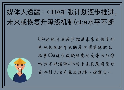 媒体人透露：CBA扩张计划逐步推进，未来或恢复升降级机制(cba水平不断下降)